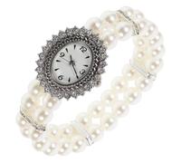 Amosfun Reloj de Pulsera de Diamantes de imitación con Correa de Perlas Artificiales para Hombres y Mujeres