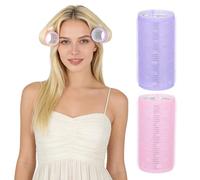 Amosfun Rizadores de Pelo Autosujetables para Flequillo 2 Unidades Tamaño Extra Grande Aluminio Núcleo Calentado Manual Volumen Mejorado para Cabello Fino y Rizado Natural Uso Diario