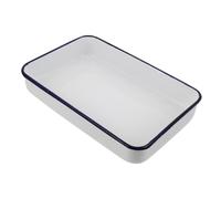 Amosfun Sartén rectangular esmaltada retro vintage para horno, bandeja de cocina multifuncional, bandeja de servir y hornear