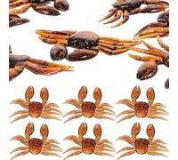 Amosfun Señuelos de Pesca Artificiales Blandos 10 Piezas Cebo de Natación Portátil Resistente al Desgaste Simulación 3D Cangrejo Marrón para Pesca en Agua Dulce