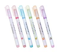 Amosfun Set de 6 Resaltadores de Colores Tinta de Secado Rápido para Estudiantes, Material Escolar Diseño de Líneas y Ondas para Libros para Colorear y Cartas DIY