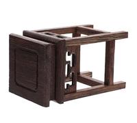 Amosfun Soporte de Exhibición Pequeño para Macetas de Interior de Madera de Pollo Alas, Estante Antiguo Cuadrado Diseño Calado Chino, Expositor Decorativo para Hogar y Estilo Aleatorio