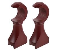 Amosfun Soporte de Madera para Barra de Cortina, Base Resistente Marrón Rojizo 35 Cm, 2 Piezas, Kit de Herrajes para Instalación en Techo o Pared, Soporte para Barras de Cortinas