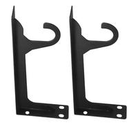 Amosfun Soporte para Barra de Armario Colgante con Gancho, Acero Laminado en Frío, Instalación Fácil y Soporte Estable, 2 Piezas, Color Negro para Baño o Balcón