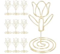 Amosfun Soporte para Fotos y Tarjetas de Lugar Metálico en Forma de Flor 10 Unidades Doradas para Boda Clips Creativos para Escritorio y Decoración de Eventos