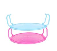 Amosfun Soporte para Vapor de Alimentos para Microondas 2 Piezas Bandejas Apilables de PP Resistente al Calor, Estantería Multiusos Azul y Rosa para Cocina y Horno Doméstico
