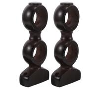 Amosfun Soportes de Madera para Barra de Cortina Doble 35-35 CM Color Café 2 Piezas para Instalación en Pared y Techo Colgadores para Cortinas de Salón y Dormitorio Soporte Estable y