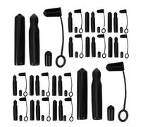 Amosfun Tapas para Boquillas de Licor Calibre 1,2mm 80 Piezas Tapas Antipolvo para Picos Vertedores de Aceite Plástico, Negro, para Aceites y Licores, Bares en Casa y Fiestas