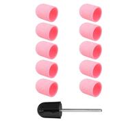 Amosfun Tapones para Lijar Uñas Rosa 10 Piezas con Cabezal para Pulir Uñas Gorro de Arena Kit Profesional para Manicura y Pedicura Acrílicas y Gel