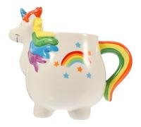 Amosfun Taza de Cerámica Unicornio 450ml Colorida Diseño de Arcoíris, Taza de Café Divertida y Linda para Mujer, Adecuado para Oficina, Hogar y Cafetería