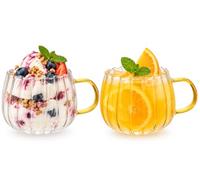 Amosfun Taza De Leche De Vidrio Con Asa Taza Cristal Cafe Transparente Vaso De Desayuno Para Leche Té Y Capuchino 4.72 X 3.14 X 6.14 in 2 Piezas Para Hogar Restaurantes Y Cafeterías
