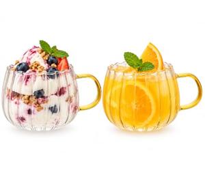 Amosfun Taza De Leche De Vidrio Con Asa Taza Cristal Cafe Transparente Vaso De Desayuno Para Leche Té Y Capuchino 4.72 X 3.14 X 6.14 in 2 Piezas Para Hogar Restaurantes Y Cafeterías