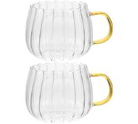 Amosfun Taza De Leche De Vidrio Con Asa Taza De Desayuno Transparente Para Café Té Y Leche 4.72X3.14X6.14 in 2 Piezas Para Hogar Restaurantes Y Cafeterías