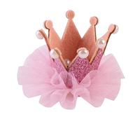 Amosfun Tiara para bebé, corona de encaje, pasador para el pelo, princesa, cumpleaños, accesorio para el pelo (rosa)