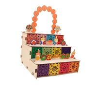 Amosfun Wooden Shadow Box Frame Mexican Day Of The Dead Decor DIY Memorial Photo Display With Marigold Altar Supplies For Tribute And Celebration
