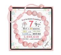 Amosking 7. Regalos de cumpleaños para niñas, pulseras de perlas para niñas de 7 años, doble caja de cumpleaños para ella, pulsera de piedra ajustable para hija, nieta, sobrina, clase