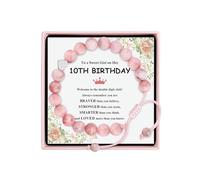 Amosking Regalos de cumpleaños para niñas, pulseras de cuentas para niñas de 6 a 10 años, pulsera de piedra ajustable para hija, nieta, sobrina, talla única, Piedra, No es una piedra preciosa