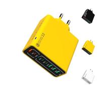 Amountofus 8 in 1 Waterproof Ports USB Fast Charger, Multi-Port Charging Station for Multiple Devices, Fast Hub Powered Charger Block, Travel Phone Chargers Plug Outlet (Yellow)
