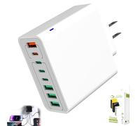 Amountofus 8 in 1 Waterproof Ports USB Fast Charger, Multi-Port USB Charging Station for Multiple Devices Wall Charger, Fast Hub Powered Chargers Block, Travel Phone Chargers Plug Outlet (White)