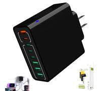 Amountofus 8 in 1 Waterproof Ports USB Fast Charger, Multi-Port USB Charging Station for Multiple Devices Wall Charger, Fast Hub Powered Chargers Block, Travel Phone Chargers Plug Outlet (Black)