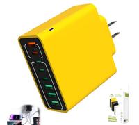 Amountofus 8 in 1 Waterproof Ports USB Fast Charger, Multi-Port USB Charging Station for Multiple Devices Wall Charger, Fast Hub Powered Chargers Block, Travel Phone Chargers Plug Outlet (Yellow)