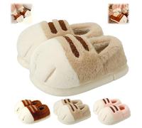 AMOUSDRDR Pantuflas de pata de gato, divertidas pantuflas con patas de gato, cálidas y acogedoras, zapatos de casa con temática de gato, regalos para mujeres, niñas y hombres, Khaki, 44/45 EU