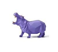Amoy-Art Hippo Figura Decorativa Modern Escultura Arte Animal Regalo Interior Salon Estatua Resina Púrpura 20cm