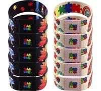 AMOYER 10 Unids/Set Pulsera para Autismo Estilo Rompecabezas Autismo Pulsera Elástica Pulsera De Concientización sobre Autismo Accesorios para Mujeres Y Hombres