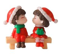 AMOYER Figuras de Pareja navideña en Miniatura Linda Pareja Amantes Modelo Adornos de micropaisaje Decoraciones de Mesa para el hogar
