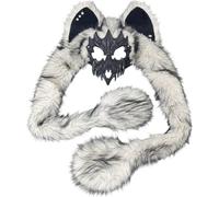 AMOYER Masque Viking En Peluche Représentant UNE Tête De Loup-garou, Accessoire De Déguisement Pour Halloween.