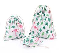 Amoyie Abaría - 3 unidades bolsa de algodón con cuerdas - Pequeña saco bolsas - Bolsa inserto organizador para bebé ropa juguete pañales - Bolsa de regalo - 25x 30 cm, 19 x 23 cm, 14 X 16