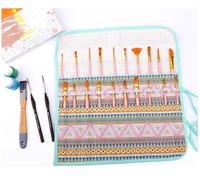 Amoyie Abaría Juego de Pinceles para Pintar, 10 Unidad Pinceles Pintura con Lona Estuche para Acrilica, Acuarela, Gouache, Óleo, Nylon Cepillo para Chica y Mujer