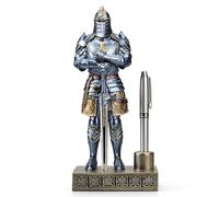 Amoysanli Soporte de Resina para bolígrafos de Resina con Estatua de Caballero, Soporte para Pluma estilográfica, Organizador de Escritorio para Hombres (Azul)