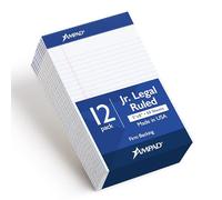 Ampad Bloc de notas Jr., rayado universitario/mediano, 50 hojas, blanco, 5 x 8 pulgadas, 12 por paquete (20-364)
