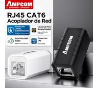AMPCOM Acoplador RJ45 con Protección contra Rayos, Acoplador Cat7 Cat6 Cat5e, Extensor de Cable Ethernet, Adaptador de Conector LAN Hembra a Hembra LP Black