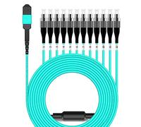 AMPCOM Cable de conexión MPO a FC 50/125μm multimodo OM3-300 (12 fibras, MPO a FC, tipo B, LSZH/Riser, UPC, Aqua) 1 m (3 pies)