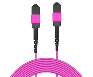 AMPCOM Cable de maletero MPO a MPO 50/125μm multimodo OM4 (8 fibras, MPO a MPO hembra, tipo B, LSZH/Riser, UPC, magenta) 1 m (3 pies)