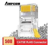 AMPCOM CAT5e RJ45 Conector 8P8C Modular Ethernet Cable RJ 45 Ends Lan Cable 50u Chapado en Oro Conectores UTP Enchufe de Red Paquete de 50