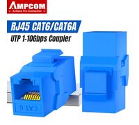 AMPCOM CAT6A RJ45 Acoplador en línea Keystone Jack, Adaptador extensor de módulo directo Cat6 CAT5E, acopladores RJ45 Keystone Jack CAT6A White