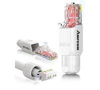 AMPCOM Conector RJ45 Cat6 sin herramientas UTP Terminación de campo modular para cable Ethernet sin blindaje de 23-26 AWG (blanco, paquete de 12)