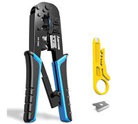 AMPCOM Ethernet RJ45 engaste herramienta, 8P / 6P-RJ11, RJ12 Crimper trinquete Cortador separador azul
