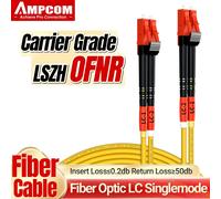 AMPCOM LC a LC UPC Cable de conexión de fibra óptica monomodo dúplex SMF 9/125μm Cable de fibra óptica insensible de 2,0mm de curva monomodo 15M