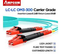 AMPCOM LC a LC UPC OM3 Cable de conexión de fibra óptica multimodo dúplex, 50/125μm, OD 2,0 mm/3,0 mm, LSZH OFNR, 1-100 metros OD 3.0mm