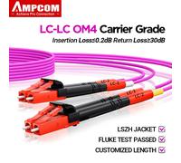 AMPCOM LC a LC UPC OM4 Cable de conexión de fibra óptica 40G multimodo dúplex, 50/125μm, OD 2,0 mm, LSZH OFNR, 1-100 metros OD 2.0mm
