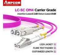 AMPCOM LC a SC UPC OM4 Cable de conexión de fibra óptica 40G multimodo dúplex, 50/125μm, OD 2,0 mm, LSZH OFNR, 1-100 metros OD 2.0mm