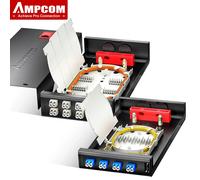 AMPCOM LC Caja de fibra de montaje en pared integrada sin tornillos con acopladores y coletas, multimodo/monomodo, 4/8 puertos, 12/16 núcleos LC 4 Port OM3