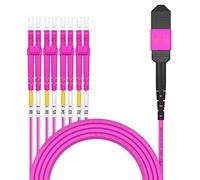 AMPCOM MPO a LC Cable de ruptura 50/125μm Multimodo OM4 (8 fibras, MPO a LC, Tipo B, LSZH/Riser, UPC, Magenta) 5m (16ft)