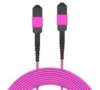 AMPCOM MPO a MPO Cable tronco 50/125μm multimodo OM4 (12 fibras, hembra, tipo B, LSZH/Riser, UPC, magenta) 10 m (32 pies)