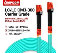 AMPCOM OM3 LC a LC UPC Cable de conexión de fibra óptica multimodo dúplex MMF 50/125μm 10Gbps curva insensible 2,0mm Cable de fibra óptica 5M