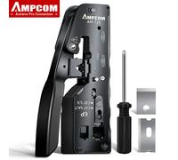AMPCOM rj45 herramienta de prensado CAT7 para paso a través de conector RJ11 RJ 45 CAT6 CAT5E enchufes modulares con cortador pelador de cables Yellow Set